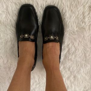 Helle Comfort Metallic Buckle Detail leather dress office pumps Size 11